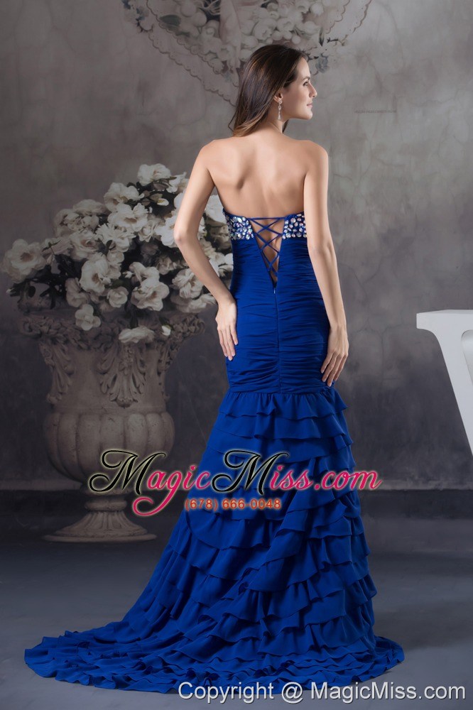 wholesale rhinestone and ruffled layers mermaid royal blue sweetheart 2013 prom dress