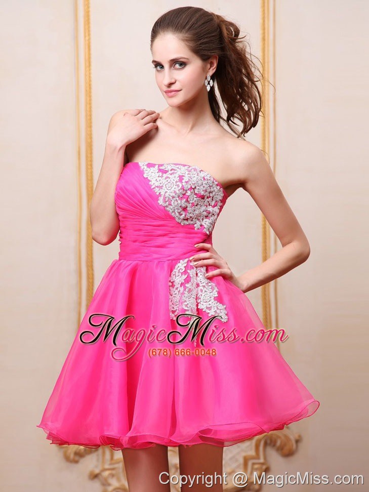 wholesale hot pink prom / cocktail dress with appliques mini-length for club