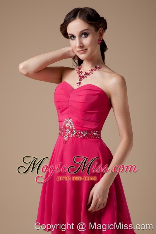 wholesale red empire sweetheart mini-length chiffon beading prom dress