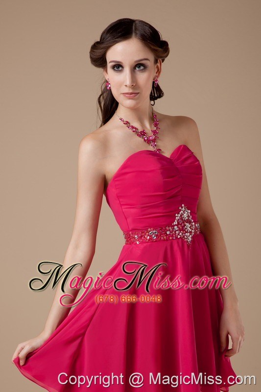 wholesale red empire sweetheart mini-length chiffon beading prom dress