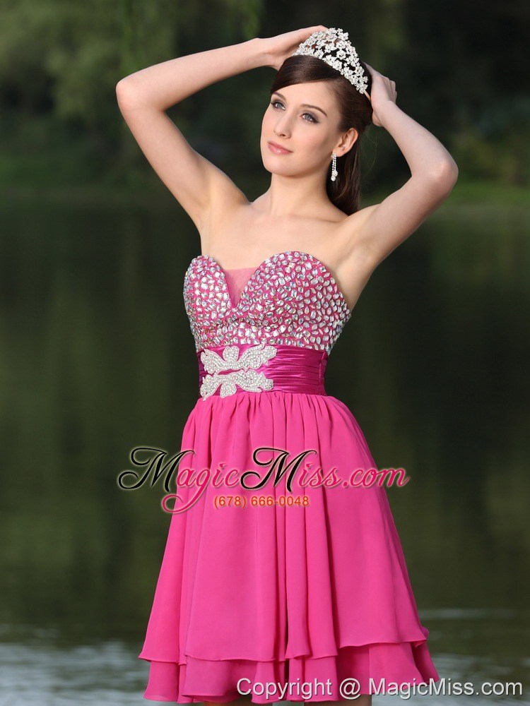 wholesale custom size beaded decorate bust hot pink for prom party dress