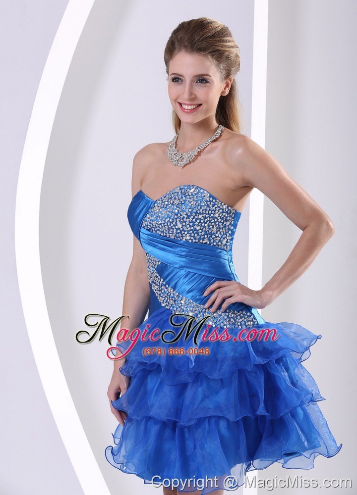 wholesale peacock blue ruched layered sweetheart cocktail dress with beading decrate bust in washington