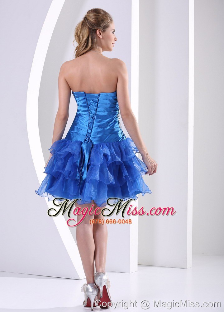 wholesale peacock blue ruched layered sweetheart cocktail dress with beading decrate bust in washington