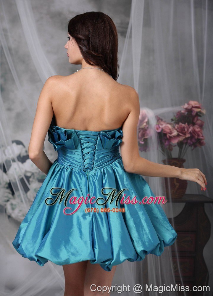 wholesale teal a-line / pricess sweetheart mini-length taffeta beading prom / homecoming dress