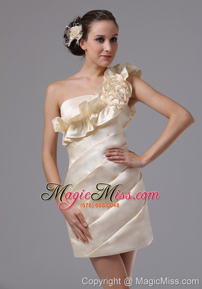 wholesale champagne one shoulder and hand made flowers in big sur california city for prom dress