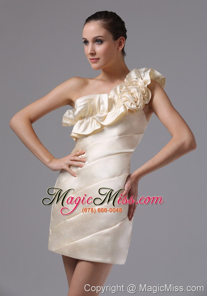 wholesale champagne one shoulder and hand made flowers in big sur california city for prom dress