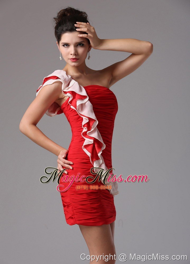 wholesale wine red column one shoulder ruched bodice prom cocktail dress in arkansas
