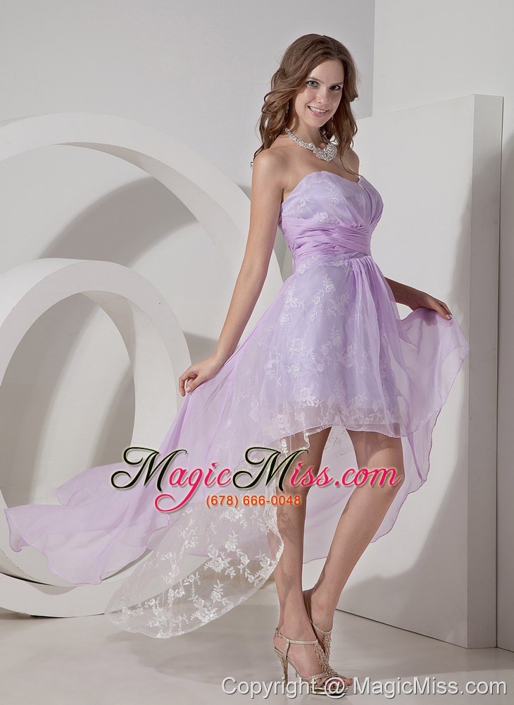 wholesale lilac a-line / princess sweetheart high-low chiffon embroidery prom dress