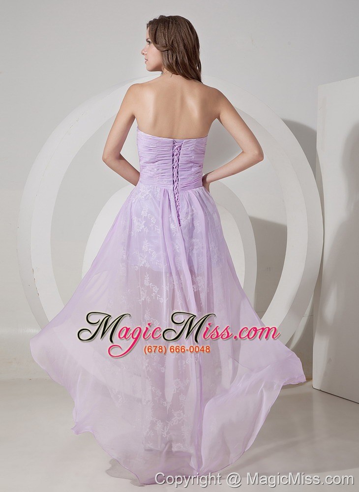 wholesale lilac a-line / princess sweetheart high-low chiffon embroidery prom dress
