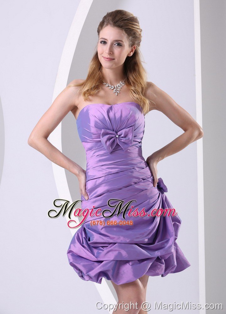wholesale taffeta lavender ruched and bowkont knee-length 2013 club cocktail dress for custom made