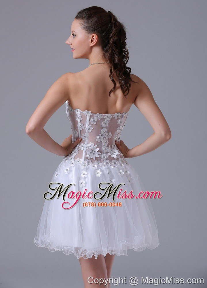 wholesale 2013 white a-line straps appliques decorate bust prom cocktial dress with beading in minnesota
