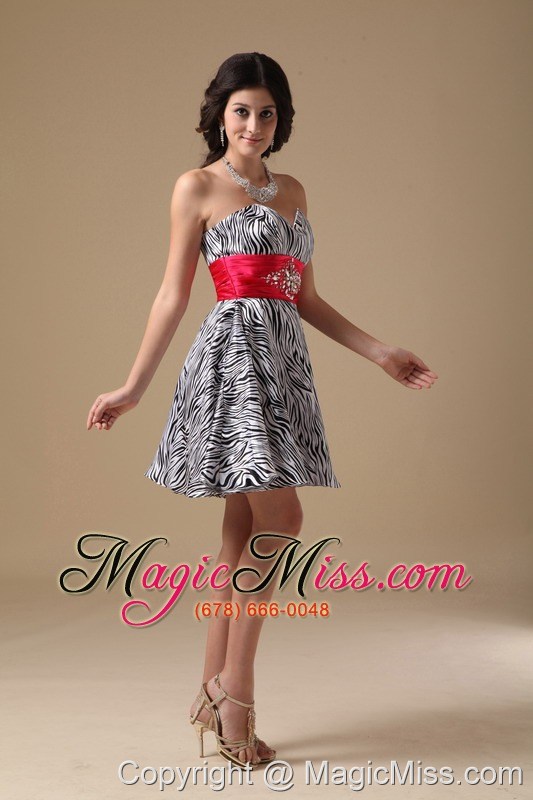 wholesale sweet a-line sweetheart mini-length zebra beading prom dress