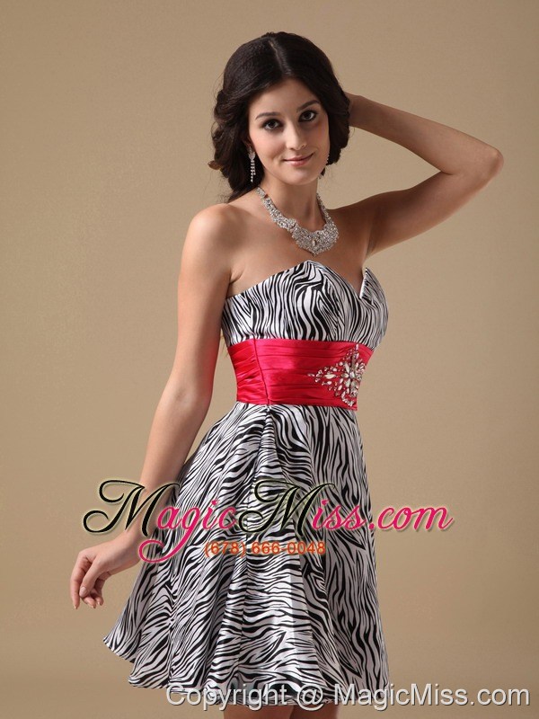 wholesale sweet a-line sweetheart mini-length zebra beading prom dress