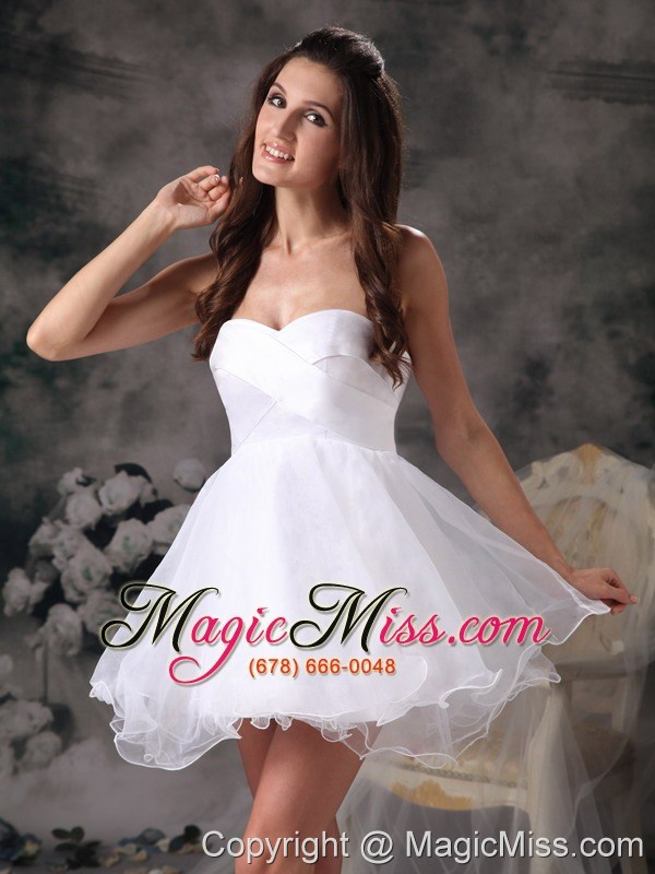wholesale white a-line sweetheart mini-length organza prom dress