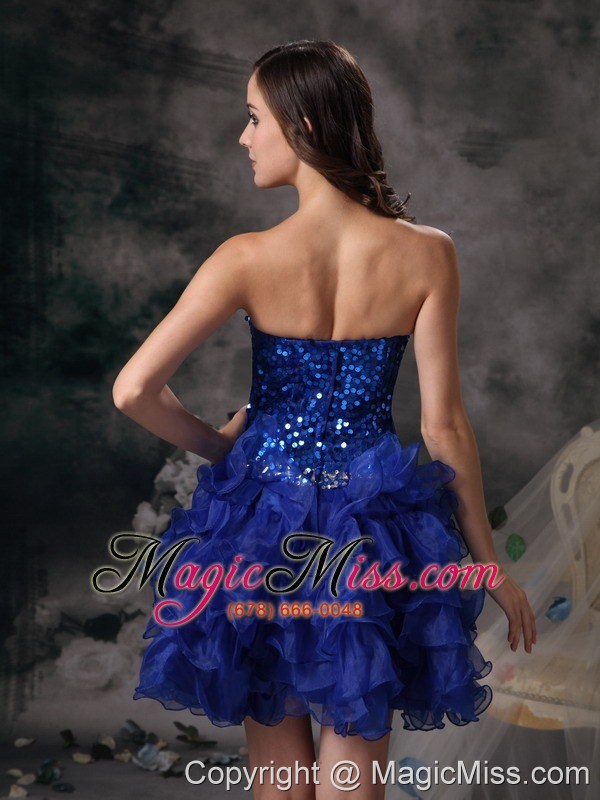 wholesale cute royal blue evening dress a-line sweetheart organza beading mini-length