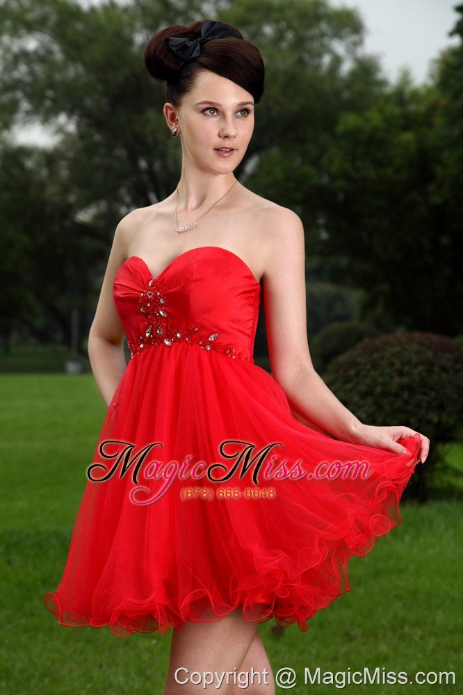 wholesale red princess sweetheart prom / homecoming dress beading mini-length oragnza
