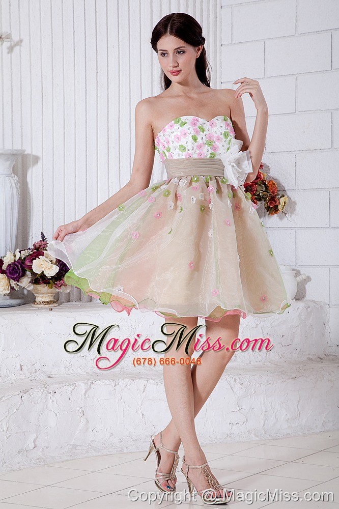 wholesale colorful a-line sweetheart mini-length organza appliques prom / homecoming dress