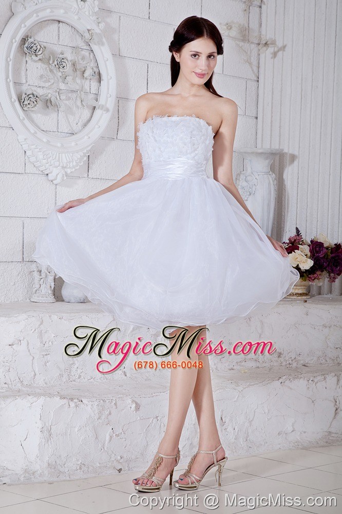 wholesale white a-line / pricess strapless short prom dress organza appliques mini-length