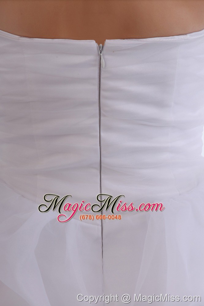 wholesale white a-line sweetheart mini-length taffeta and organza hand made flower prom dress