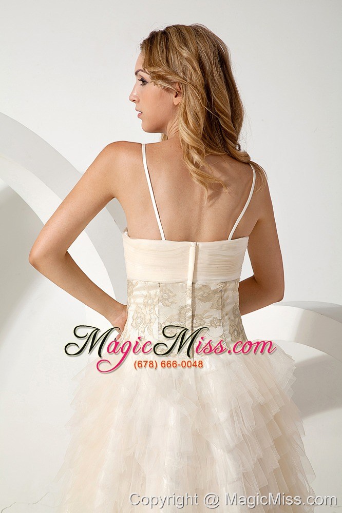 wholesale white column straps high-low tulle prom / homecoming dress