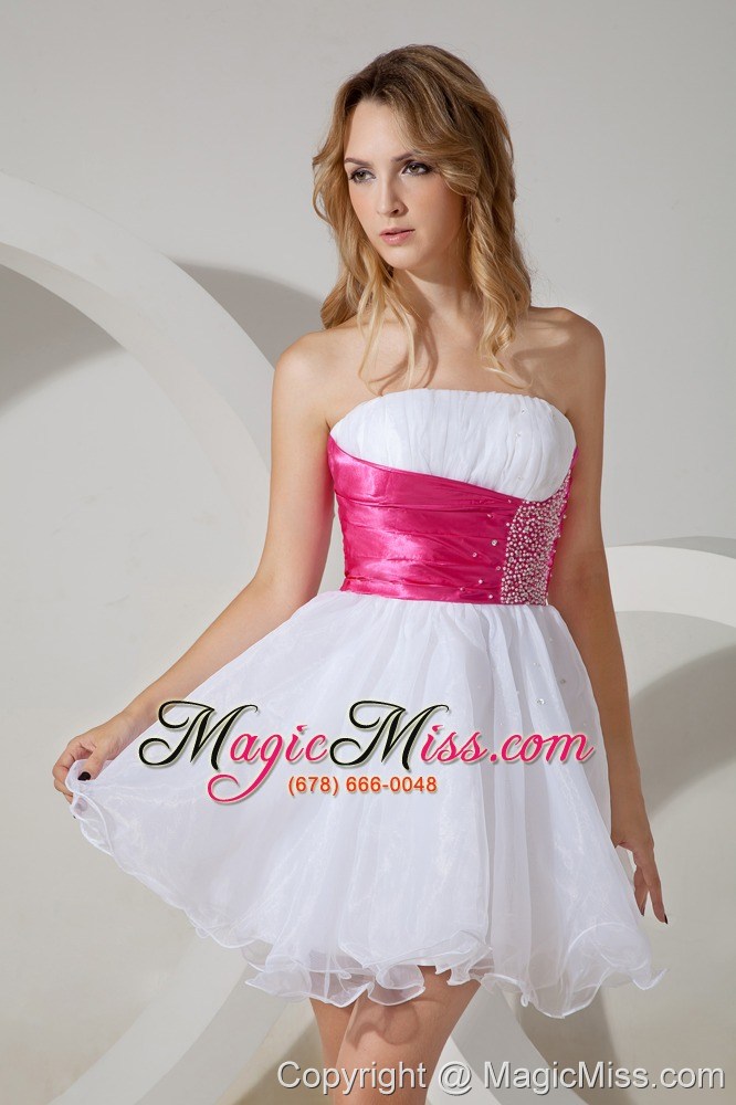 wholesale white a-line / pricess strapless cocktail dress beading organza mini-length