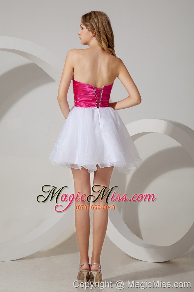 wholesale white a-line / pricess strapless cocktail dress beading organza mini-length