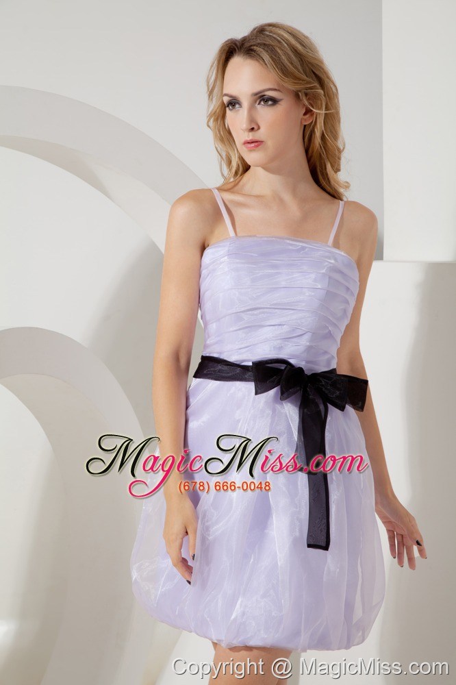 wholesale lilac column straps mini-length organza sashes prom / homecoming dress