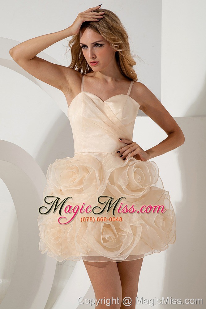 wholesale champagne a-line / pricess straps mini-length organza prom / homecoming dress