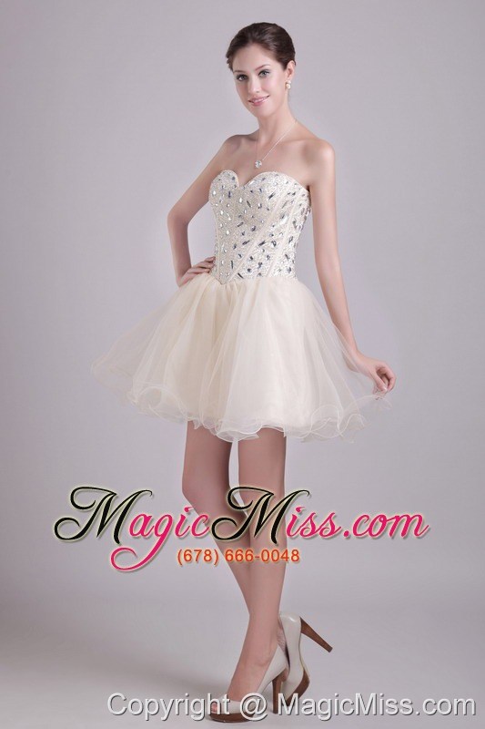 wholesale champagne a-line sweetheart short organza beading prom/cocktail dress