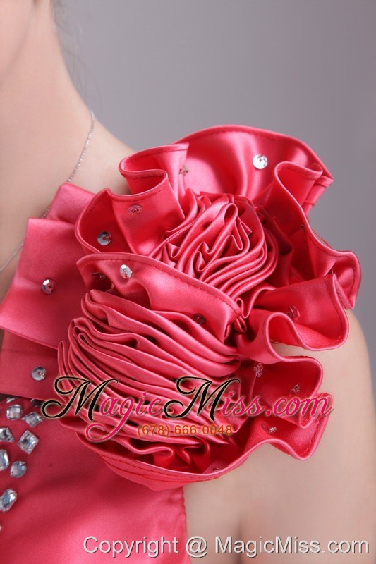 wholesale red a-line / princess one shoulder mini-length taffeta rhinestone prom / homecoming dress
