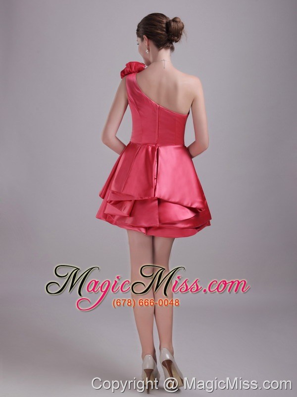 wholesale red a-line / princess one shoulder mini-length taffeta rhinestone prom / homecoming dress