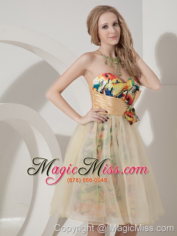 wholesale colorful knee-length printing short prom dress with beading