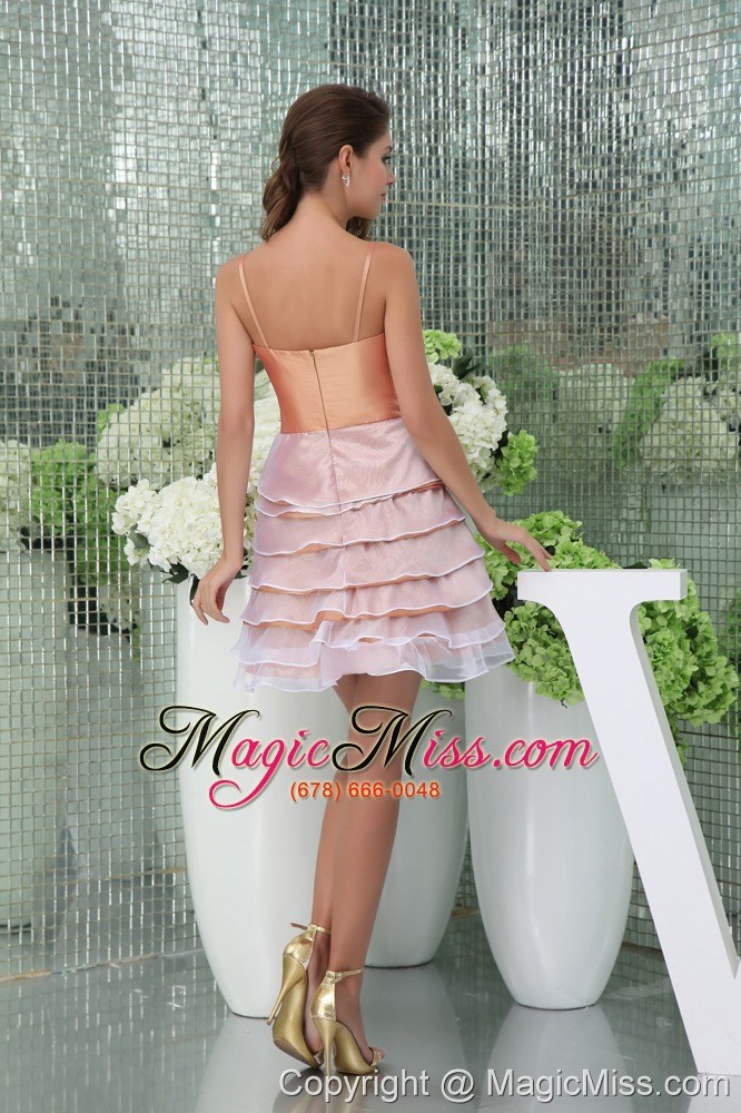 wholesale ruffled layers a-line straps short prom dress in pink