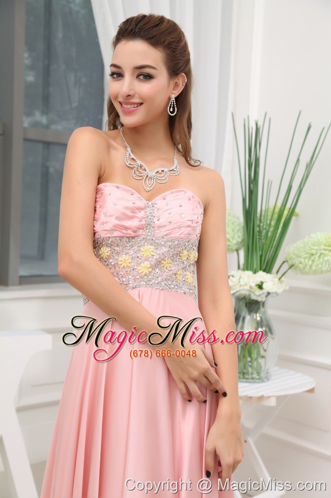 wholesale baby pink beading high slit sweetheart prom dress