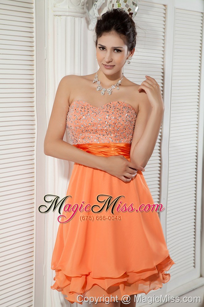 wholesale orange empire sweetheart mini-length chiffon beading prom / homecoming dress