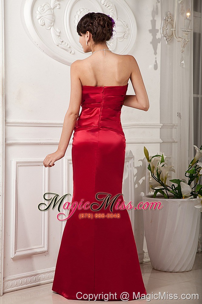 wholesale red column strapless floor-length satin beading prom dress