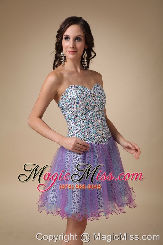 wholesale colorful a-line sweetheart mini-length leopard fabric and organza prom / homecoming dress