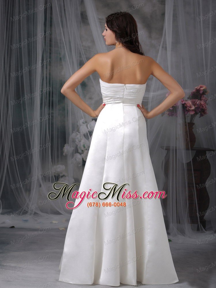 wholesale simple column / sheath sweetheart floor-length satin ruch wedding dress