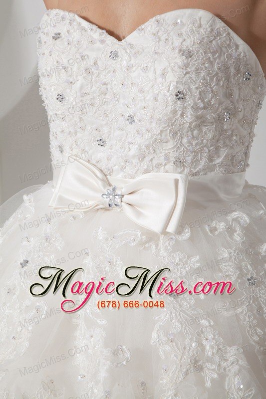 wholesale popular a-line sweetheart brush traintulle sash and beading wedding dress