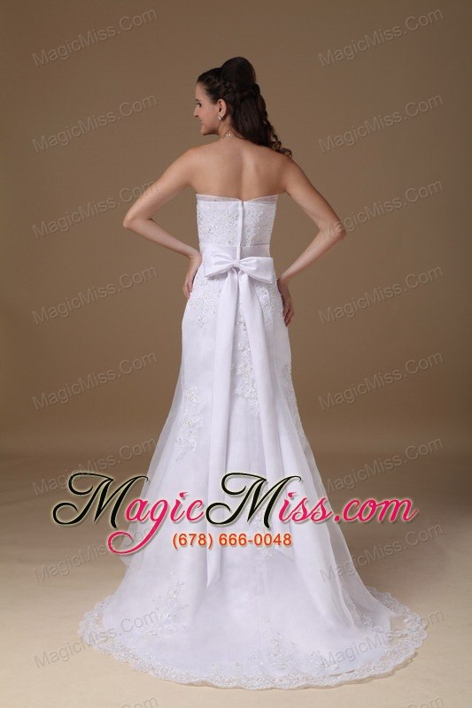 wholesale beautiful a-line strapless brush train taffeta lace wedding dress