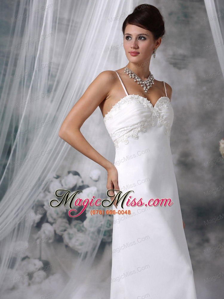 wholesale lovely column spaghetti straps floor-length chiffon appliques wedding dress