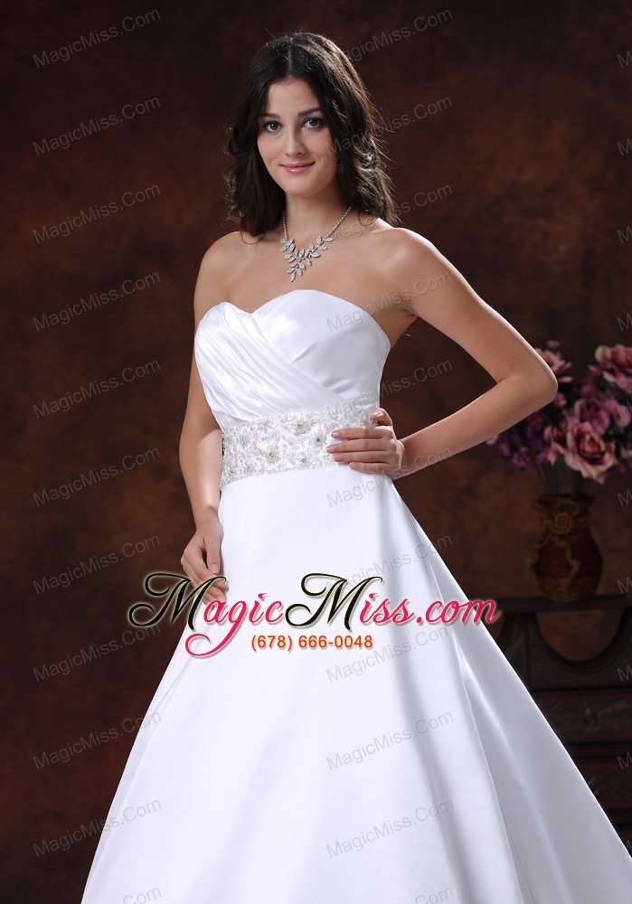 wholesale sweetheart neckline satin wedding dress with beaded decorate waist in show low arizona