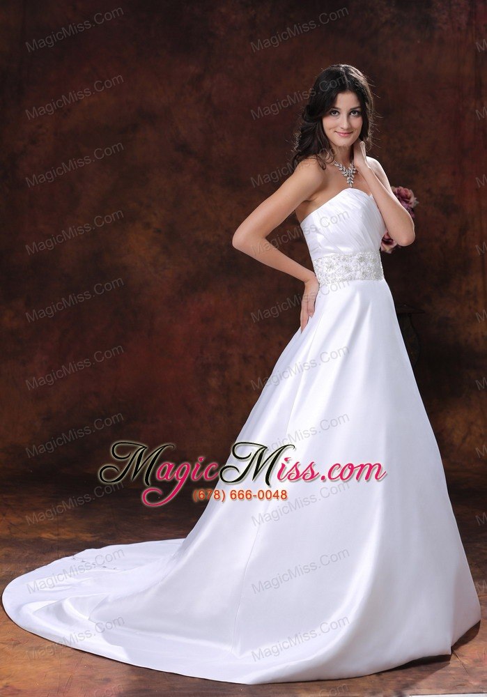 wholesale sweetheart neckline satin wedding dress with beaded decorate waist in show low arizona