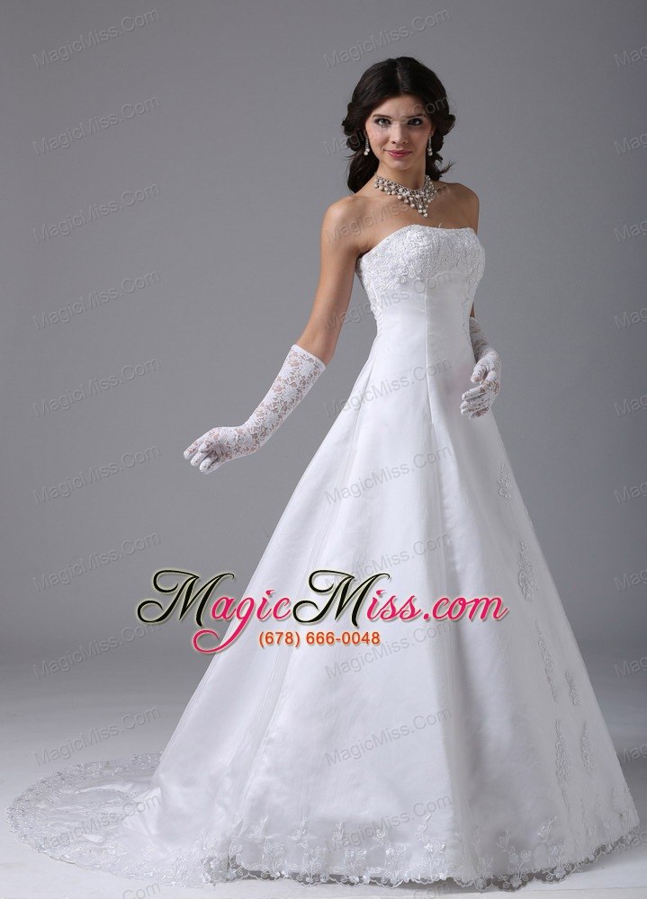 wholesale strapless a-line wedding dress with lace and satin in carlsbad california