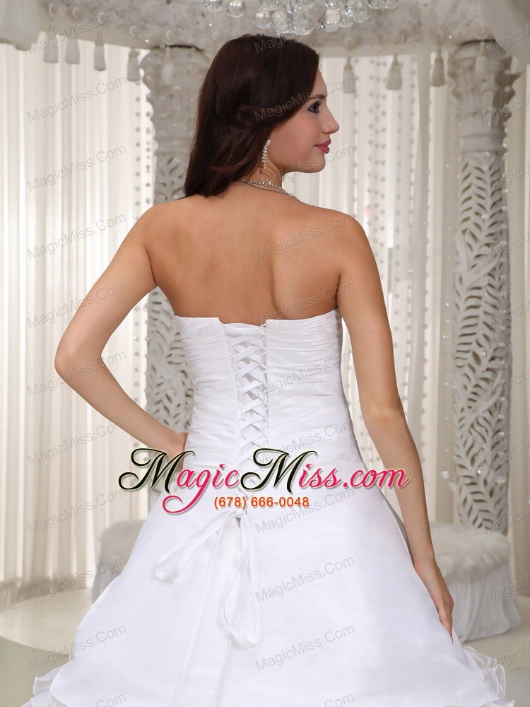 wholesale new a-line strapless flooor-length organza beading and hand made flower wedding dress