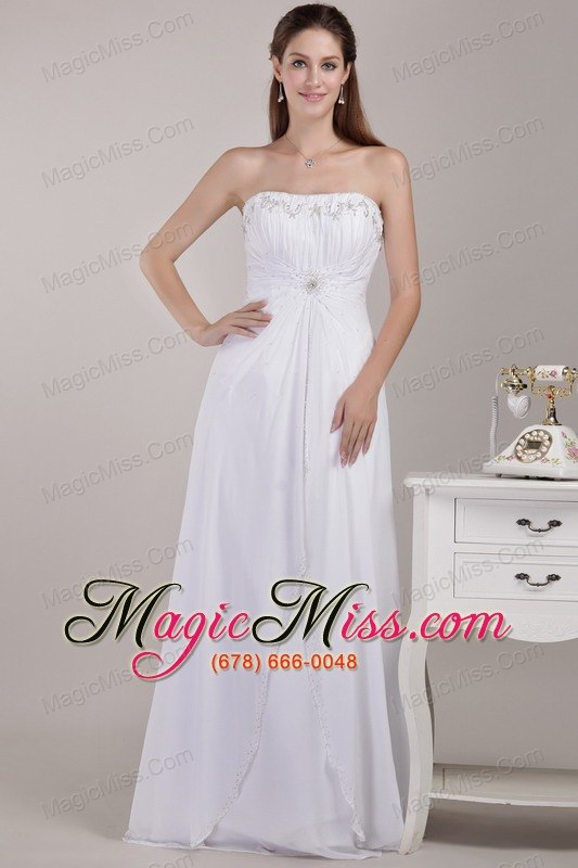 wholesale white empire strapless floor-length chiffon beading wedding dress