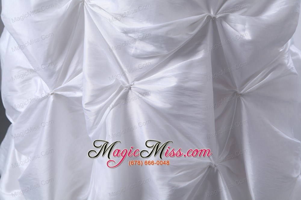 wholesale white a-line spaghetti straps floor-length taffeta beading and pick-ups wedding dress