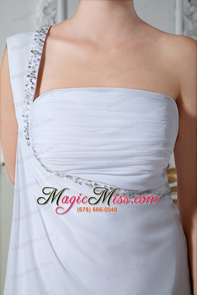 wholesale sweet empire one shoulder court train chiffon beading and ruch wedding dress