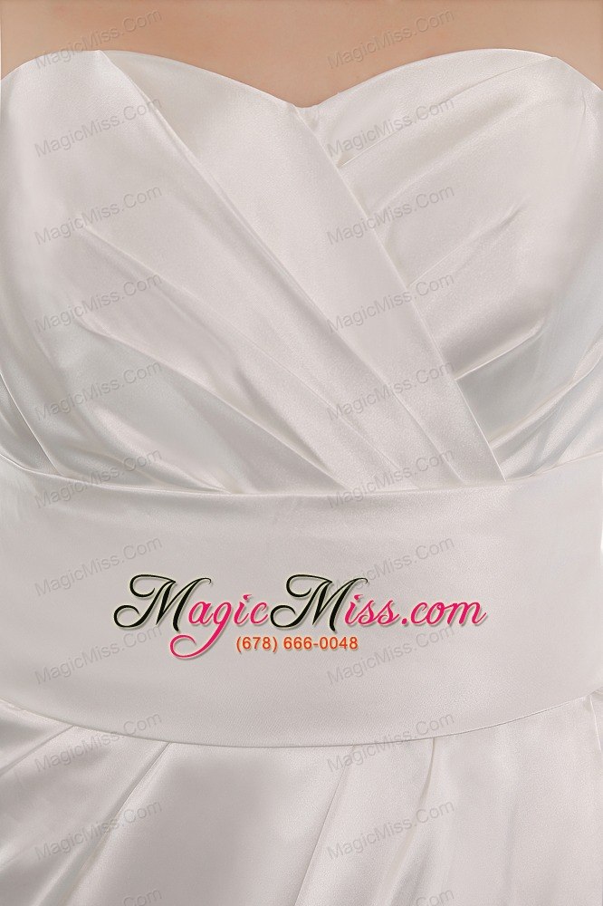 wholesale white column sweetheart mini-length taffeta ruch prom dress