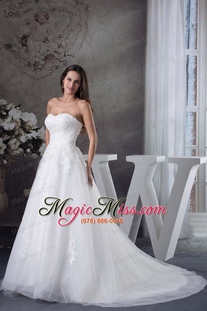 wholesale a-line sweetheart appliques tulle wedding dress